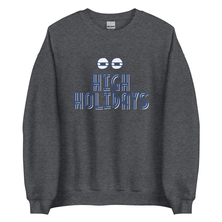 High Holidays Jewish pride sweatshirt in Dark Heather - lifestyle shot