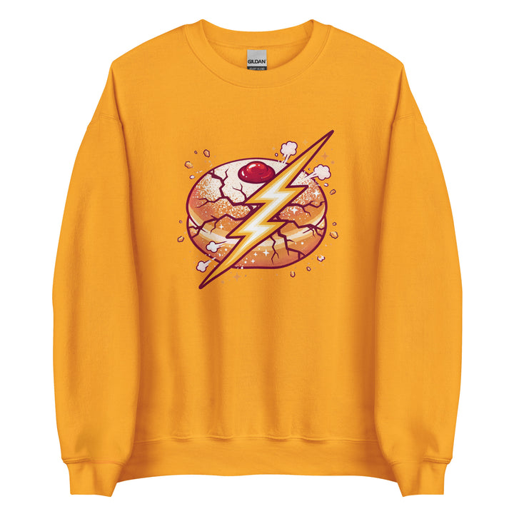 Sufganiyah Lightning Jewish pride sweatshirt in Gold - front view