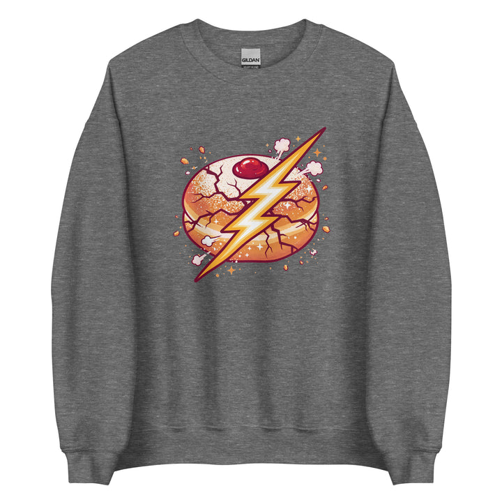 Sufganiyah Lightning Jewish pride sweatshirt in Graphite Heather - flat lay
