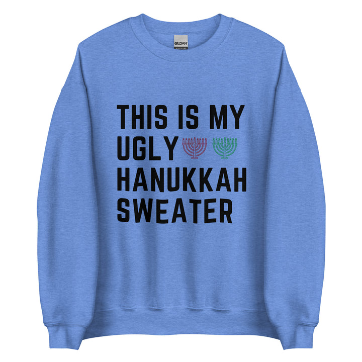 My Ugly Hanukkah Sweater funny Jewish sweatshirt in Heather Deep Royal - front view