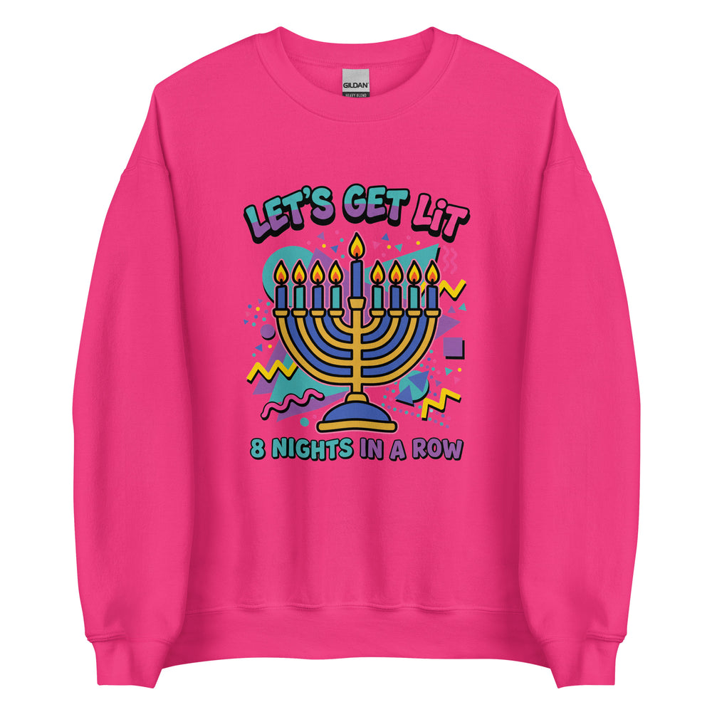 Lets Get Lit 90s Jewish pride sweatshirt in Heliconia - back view