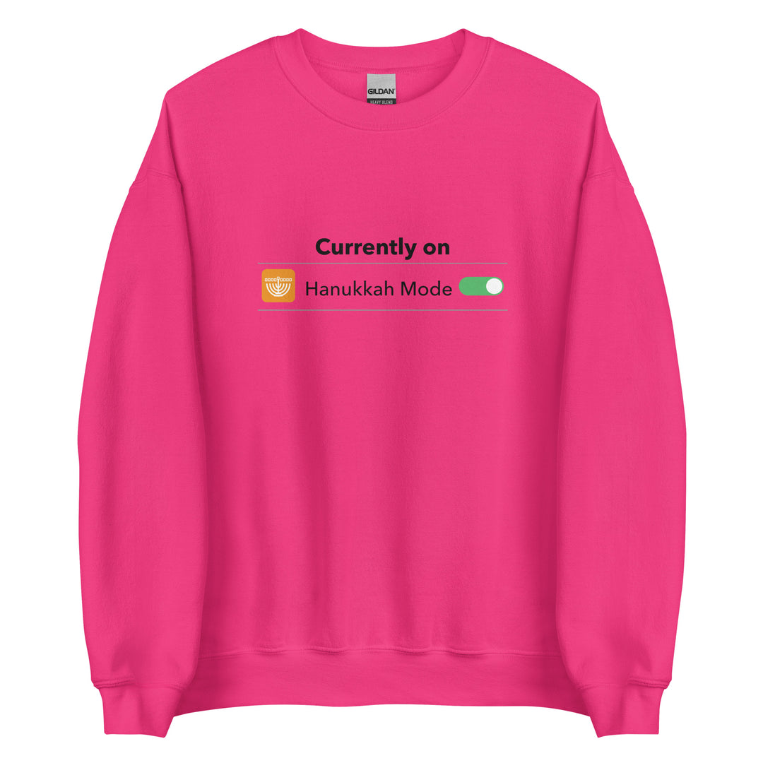 Hanukkah Mode Jewish pride sweatshirt in Heliconia - close-up