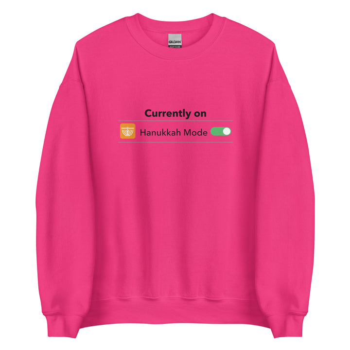Hanukkah Mode Jewish pride sweatshirt in Heliconia - close-up