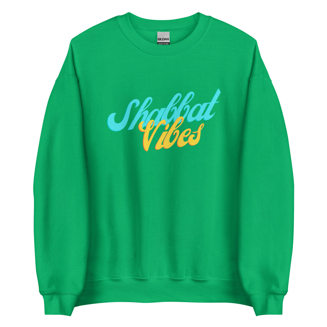 Shabbat Vibes Jewish pride sweatshirt in Irish Green - folded view