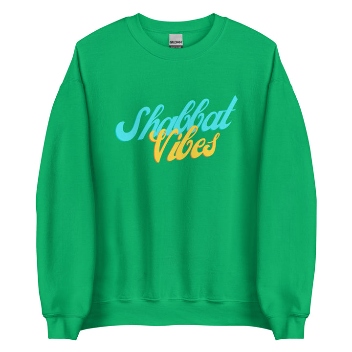 Shabbat Vibes Jewish pride sweatshirt in Irish Green - folded view