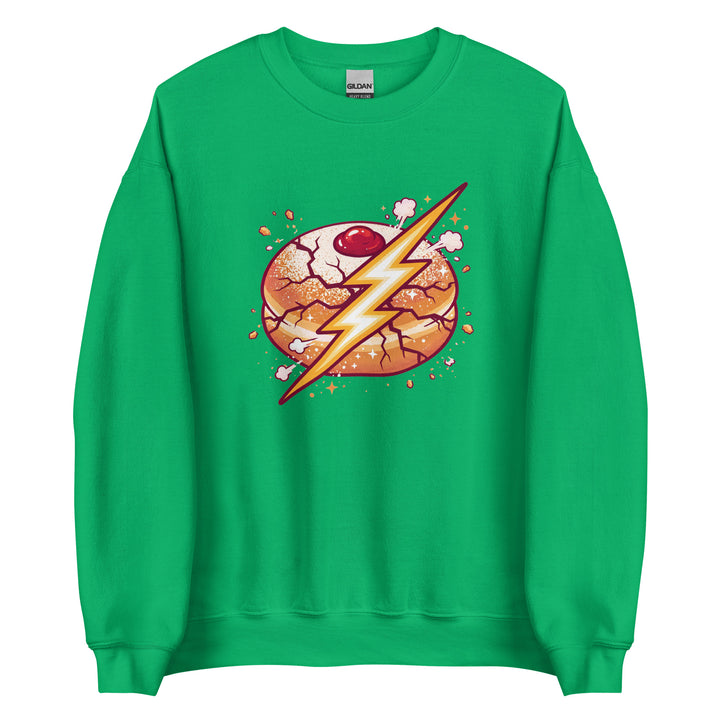Sufganiyah Lightning Jewish pride sweatshirt in Irish Green - side view