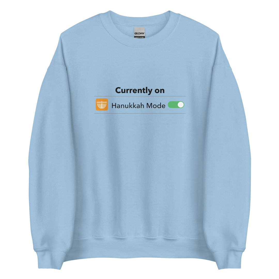 Hanukkah Mode Jewish pride sweatshirt in Light Blue - detail view