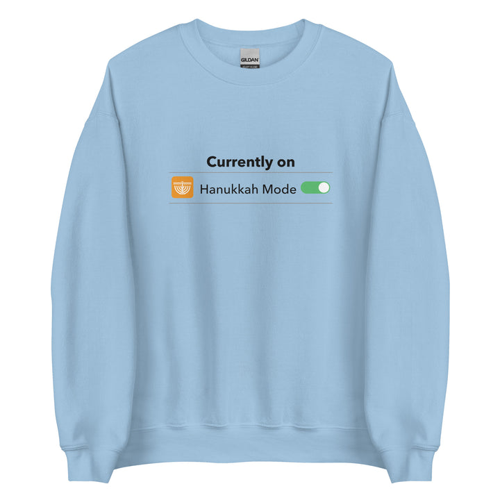 Hanukkah Mode Jewish pride sweatshirt in Light Blue - detail view