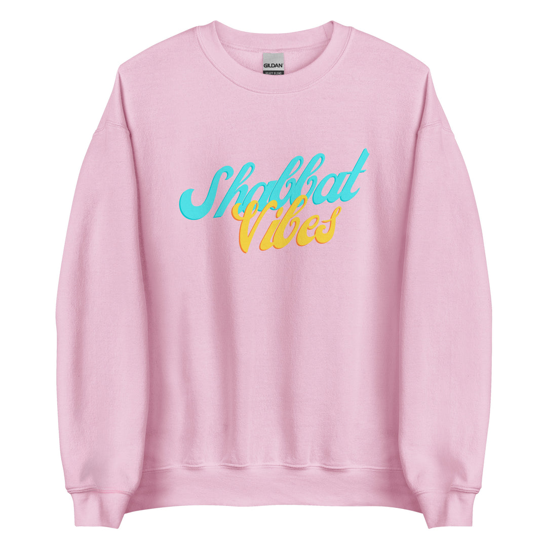 Shabbat Vibes Jewish pride sweatshirt in Light Pink - detail view