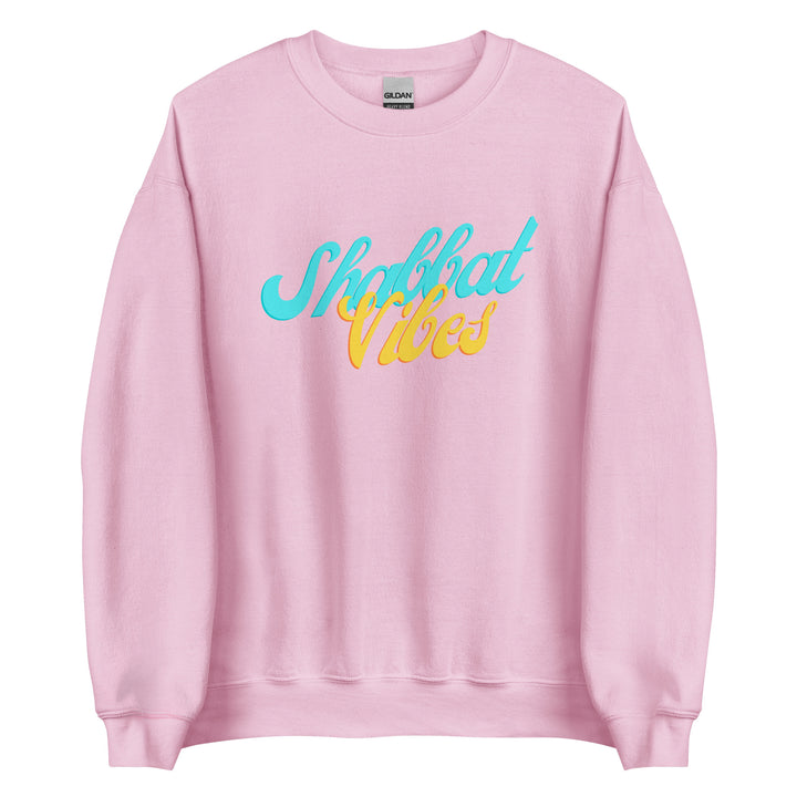 Shabbat Vibes Jewish pride sweatshirt in Light Pink - detail view