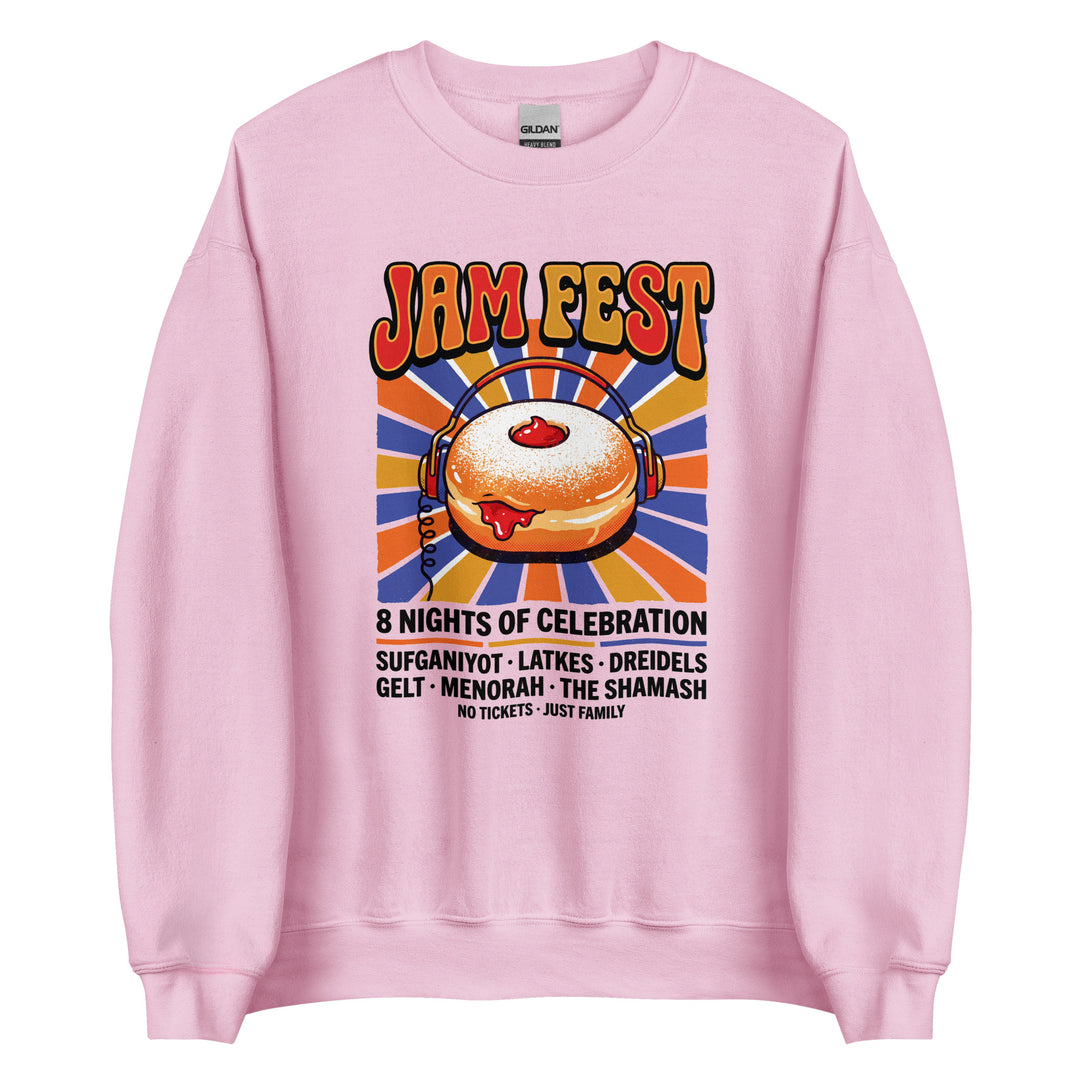 Jam Fest 8 Nights Jewish pride sweatshirt in Light Pink - close-up