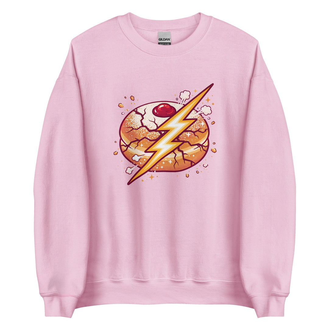 Sufganiyah Lightning Jewish pride sweatshirt in Light Pink - detail view