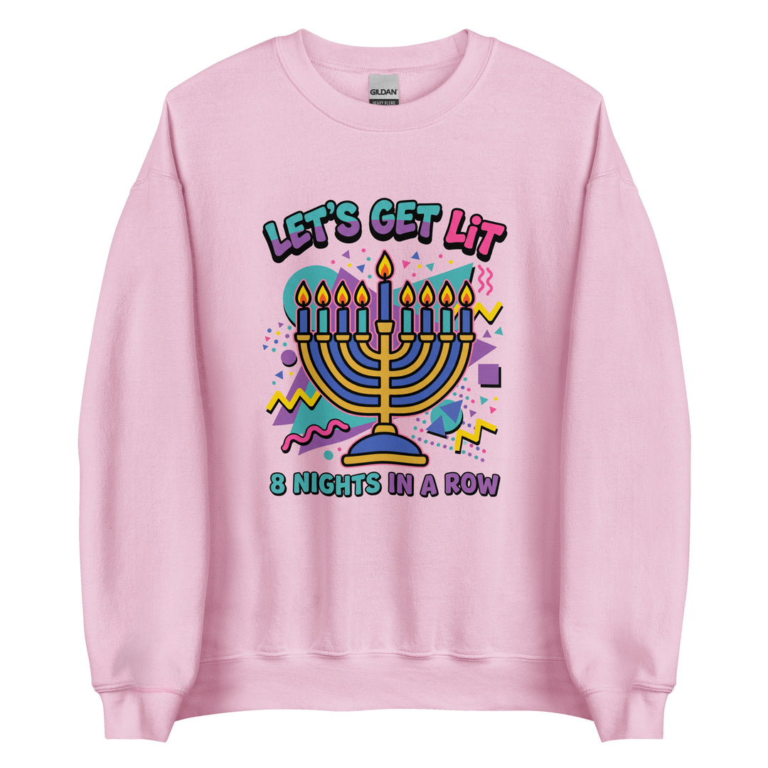 Lets Get Lit 90s Jewish pride sweatshirt in Light Pink - close-up