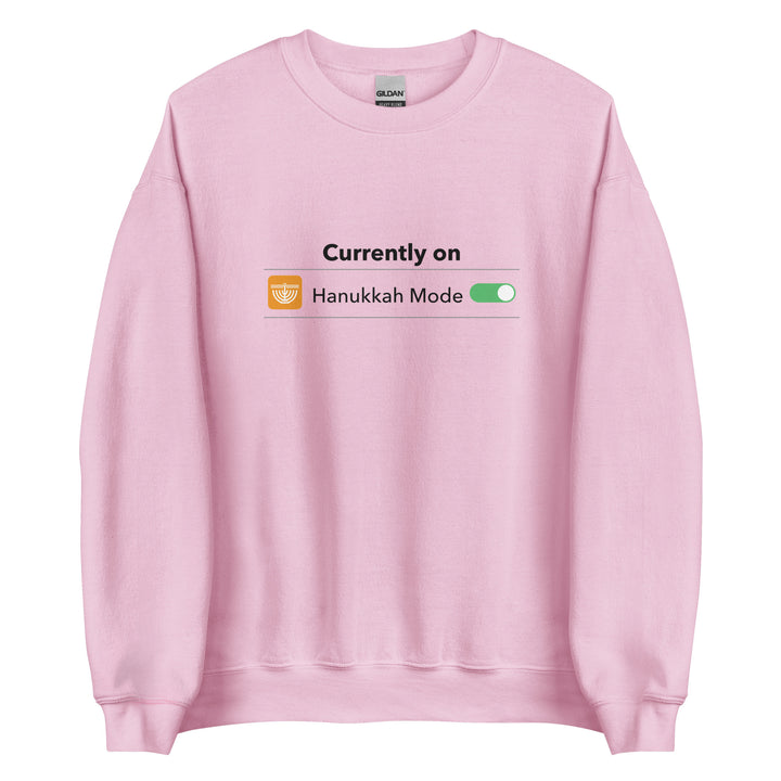 Hanukkah Mode Jewish pride sweatshirt in Light Pink - flat lay