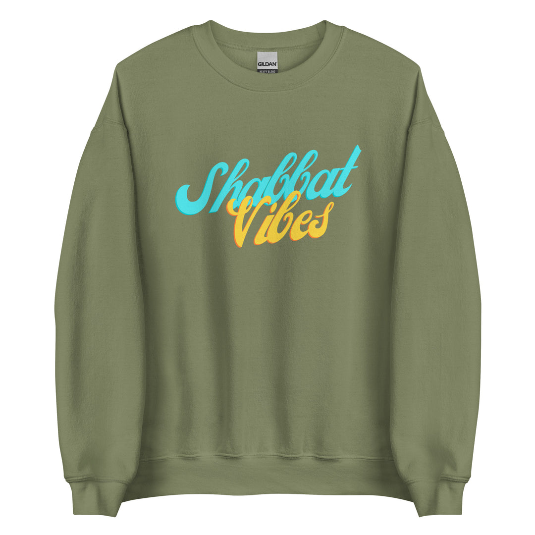 Shabbat Vibes Jewish pride sweatshirt in Military Green - side view