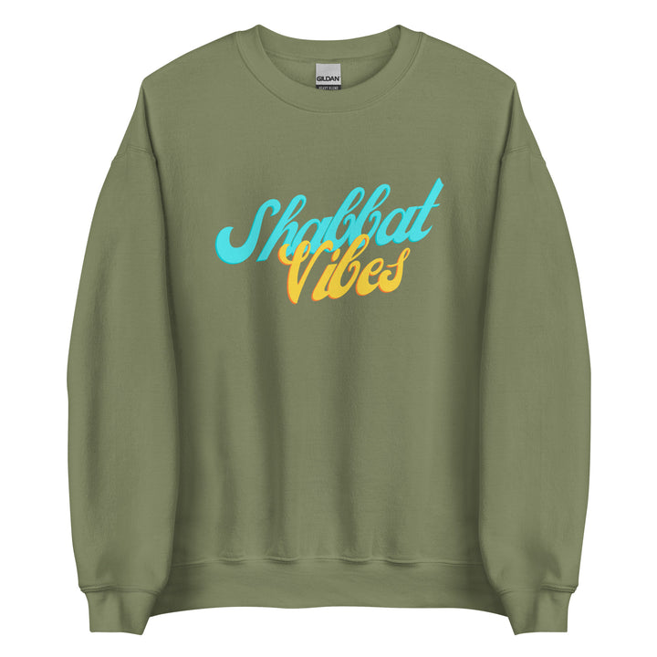 Shabbat Vibes Jewish pride sweatshirt in Military Green - side view