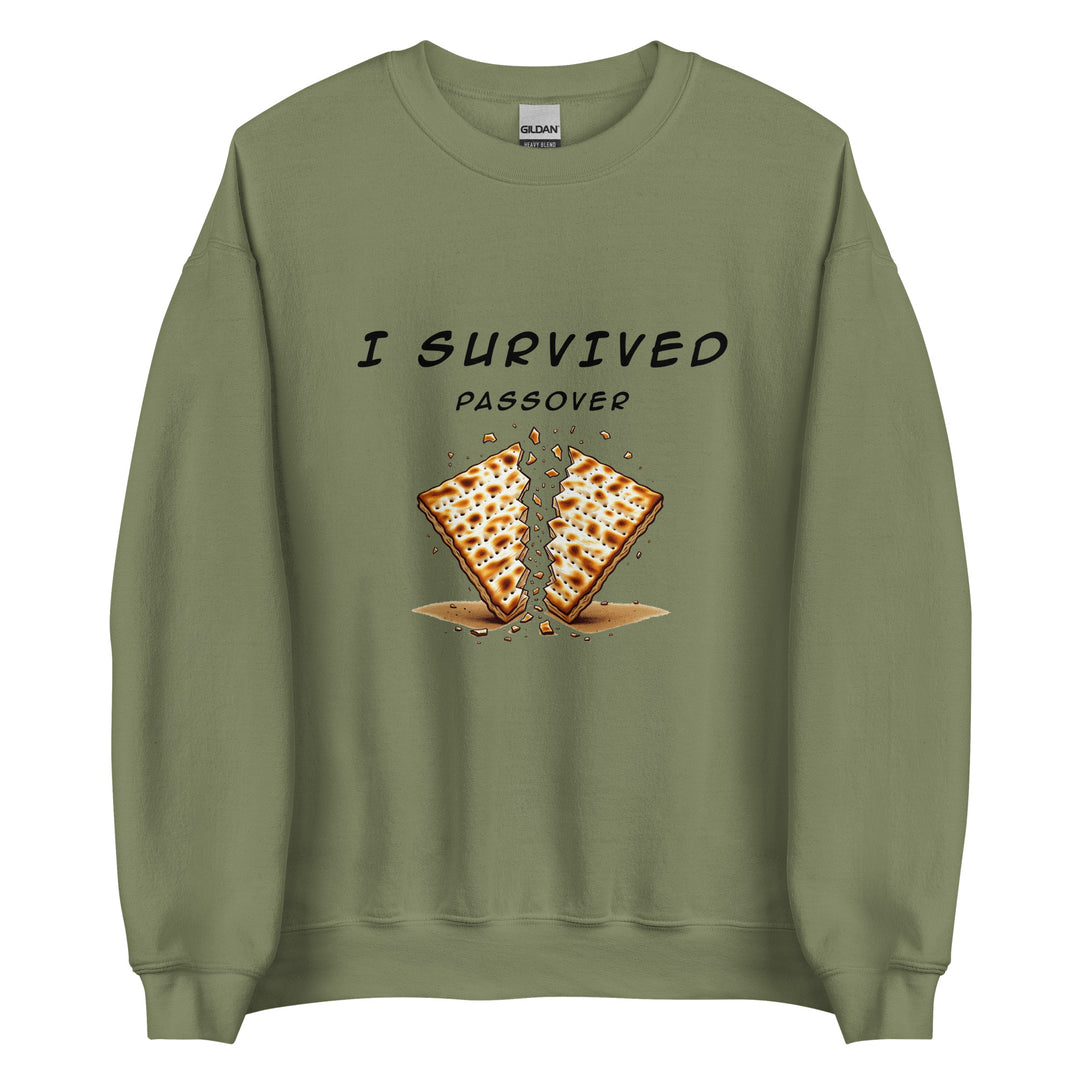 Passover Jewish pride sweatshirt in Military Green - back view