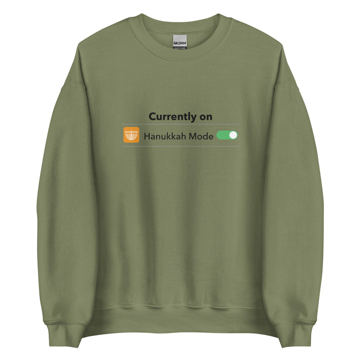 Hanukkah Mode Jewish pride sweatshirt in Military Green - side view