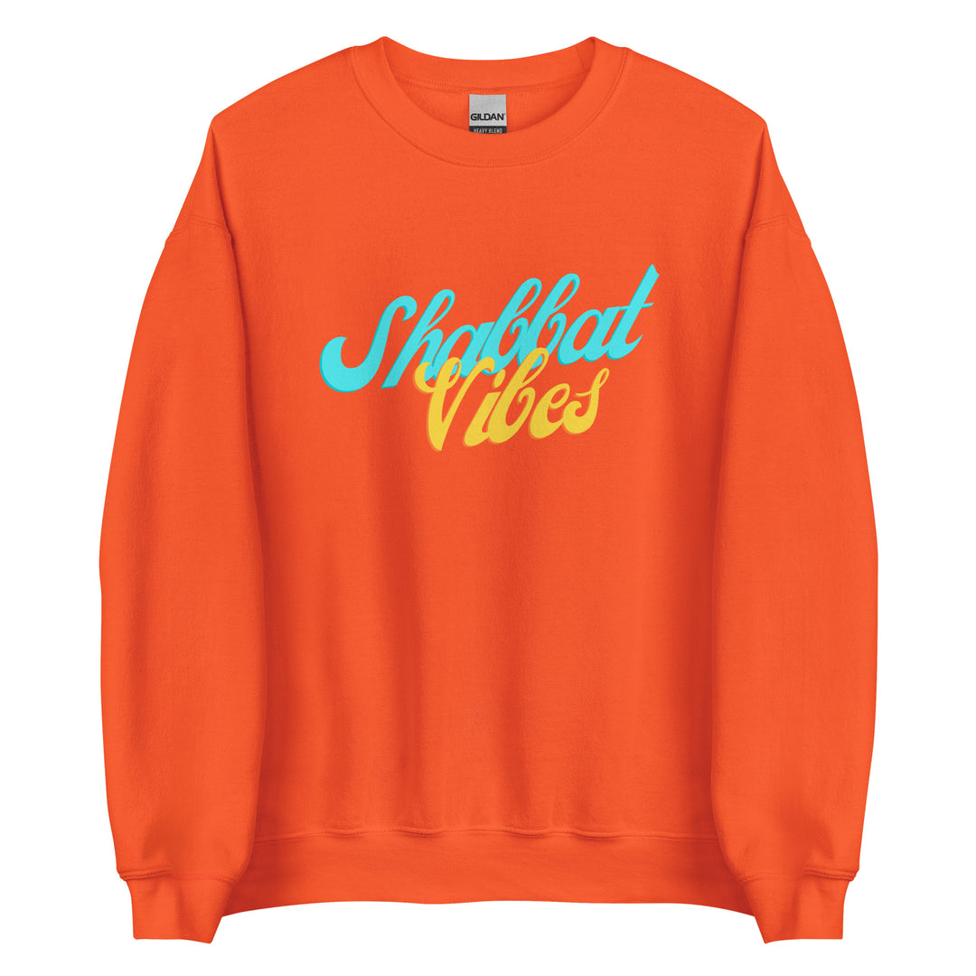 Shabbat Vibes Jewish pride sweatshirt in Orange - lifestyle shot