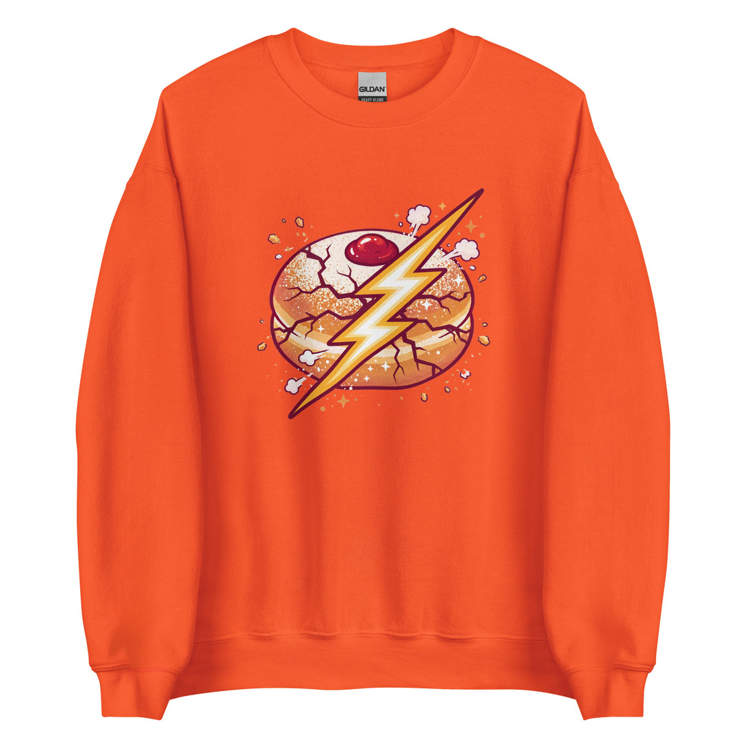 Sufganiyah Lightning Jewish pride sweatshirt in Orange - lifestyle shot