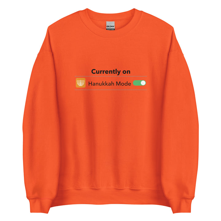 Hanukkah Mode Jewish pride sweatshirt in Orange - lifestyle shot
