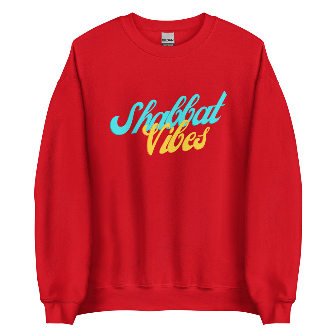 Shabbat Vibes Jewish pride sweatshirt in Red - back view