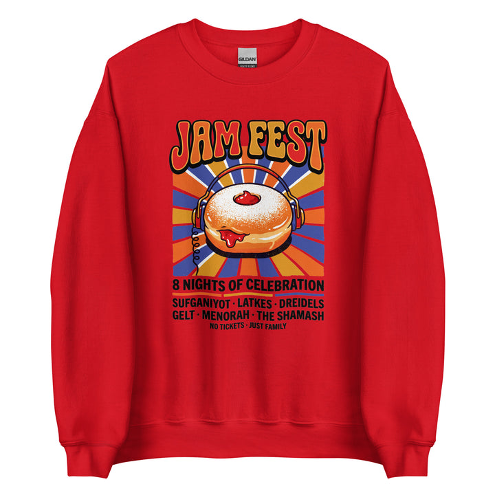Jam Fest 8 Nights Jewish pride sweatshirt in Red - front view