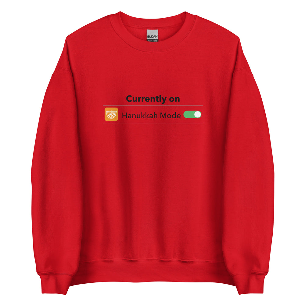 Hanukkah Mode Jewish pride sweatshirt in Red - back view