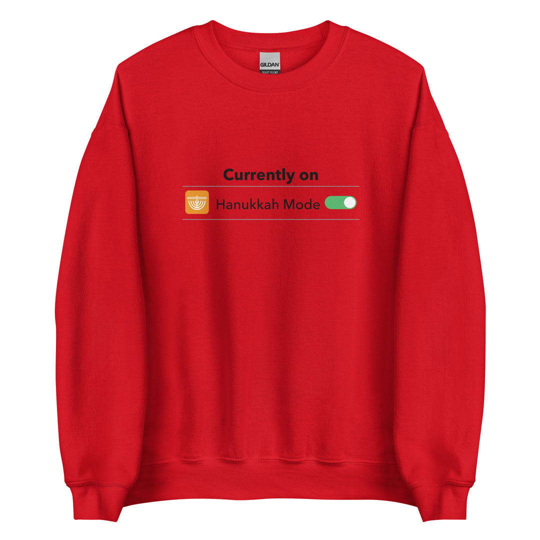 Hanukkah Mode Jewish pride sweatshirt in Red - back view