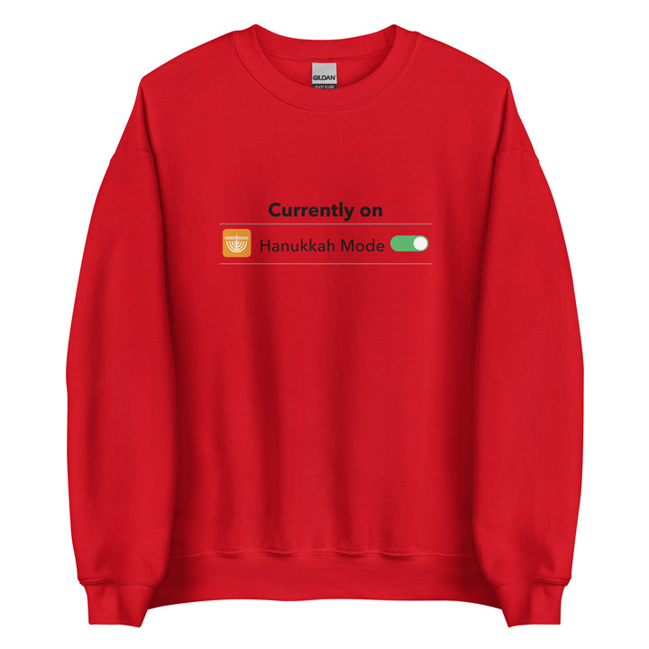 Hanukkah Mode Jewish pride sweatshirt in Red - back view