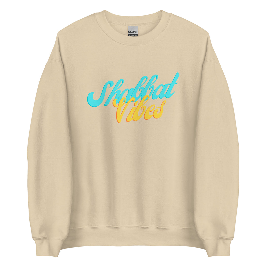 Shabbat Vibes Jewish pride sweatshirt in Sand - back view