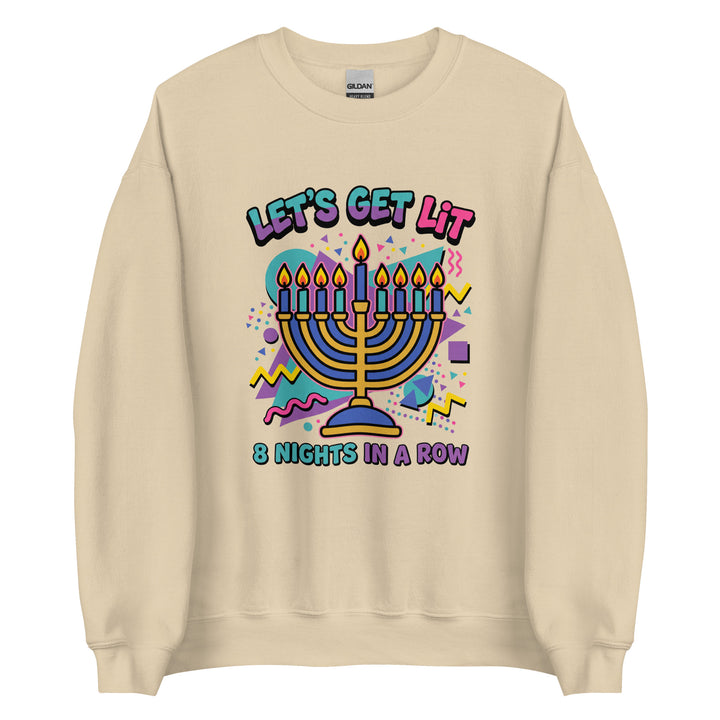 Lets Get Lit 90s Jewish pride sweatshirt in Sand - detail view