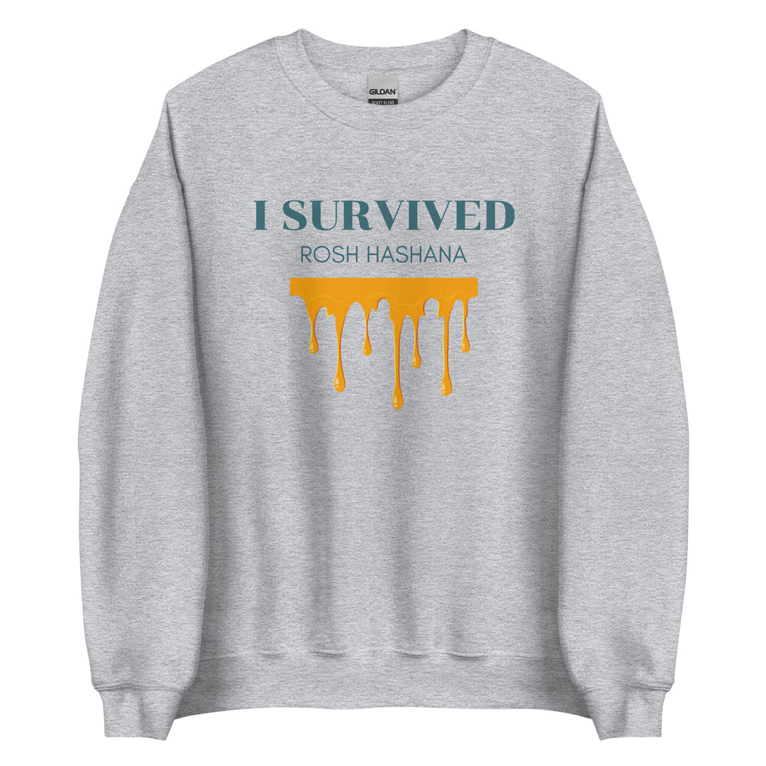 I Survived Rosh HaShana Jewish pride sweatshirt in Sport Grey - folded view