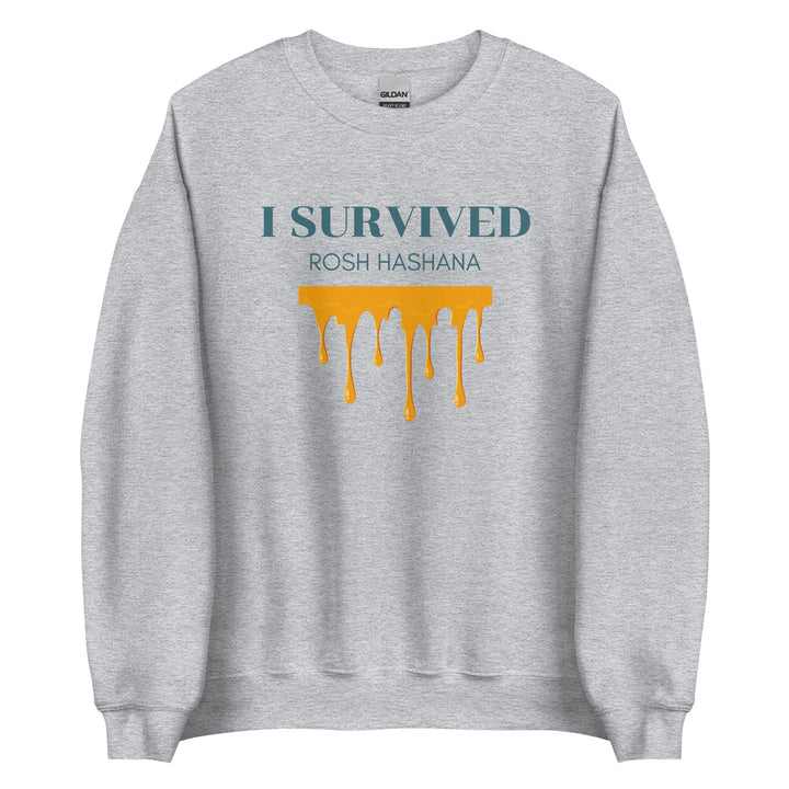 I Survived Rosh HaShana Jewish pride sweatshirt in Sport Grey - folded view