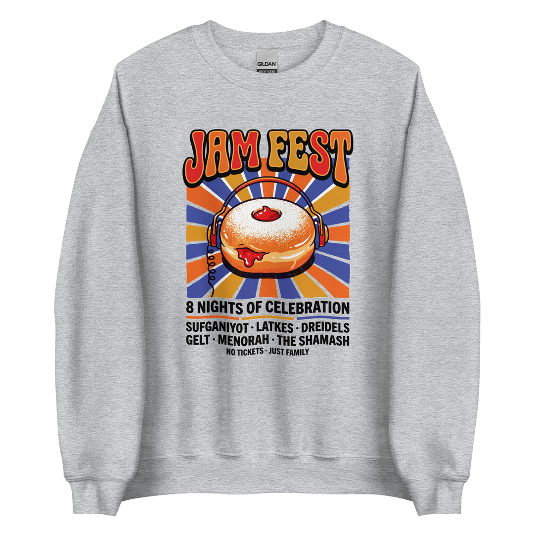Jam Fest 8 Nights Jewish pride sweatshirt in Sport Grey - back view
