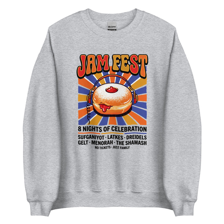 Jam Fest 8 Nights Jewish pride sweatshirt in Sport Grey - back view