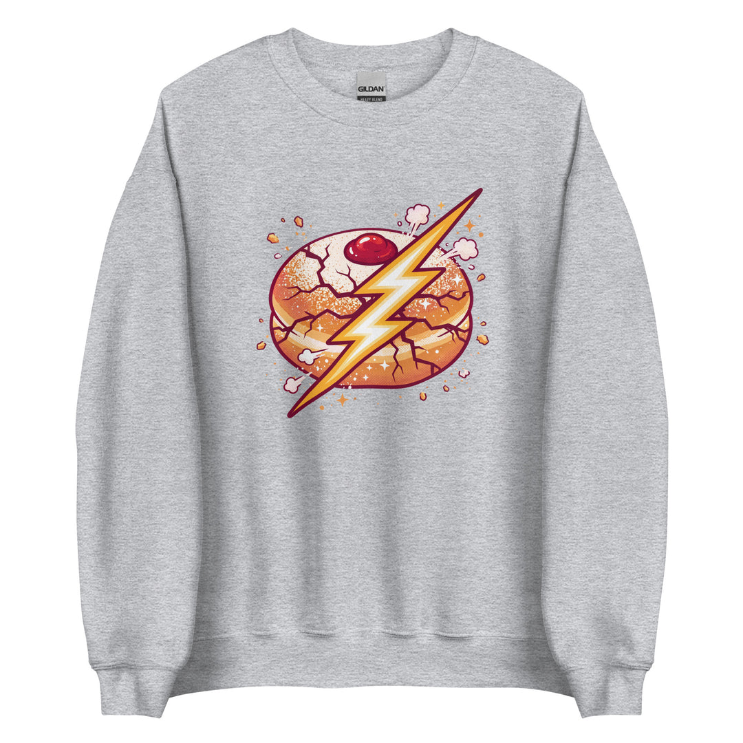 Sufganiyah Lightning Jewish pride sweatshirt in Sport Grey - back view