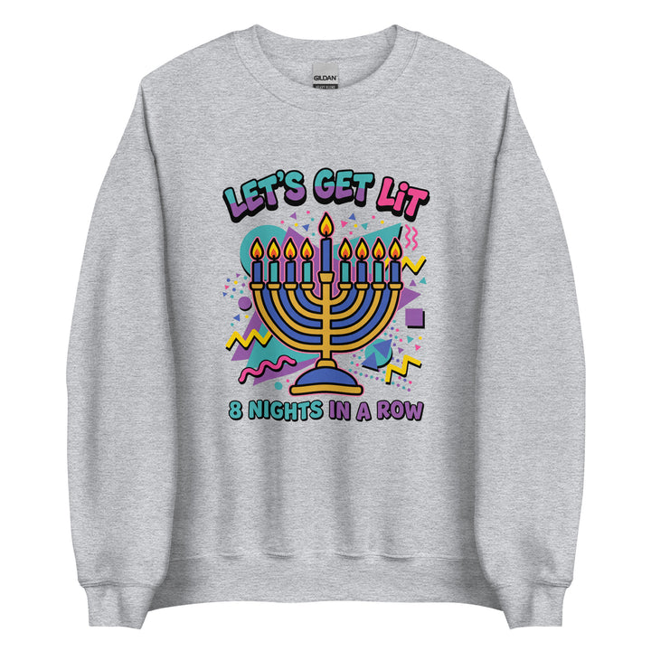 Lets Get Lit 90s Jewish pride sweatshirt in Sport Grey - back view