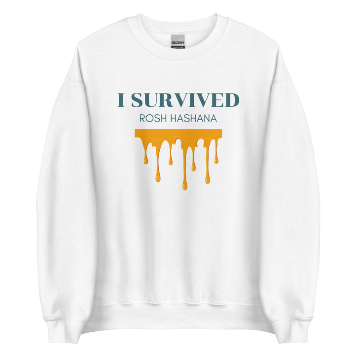 I Survived Rosh HaShana Jewish pride sweatshirt in White - front view