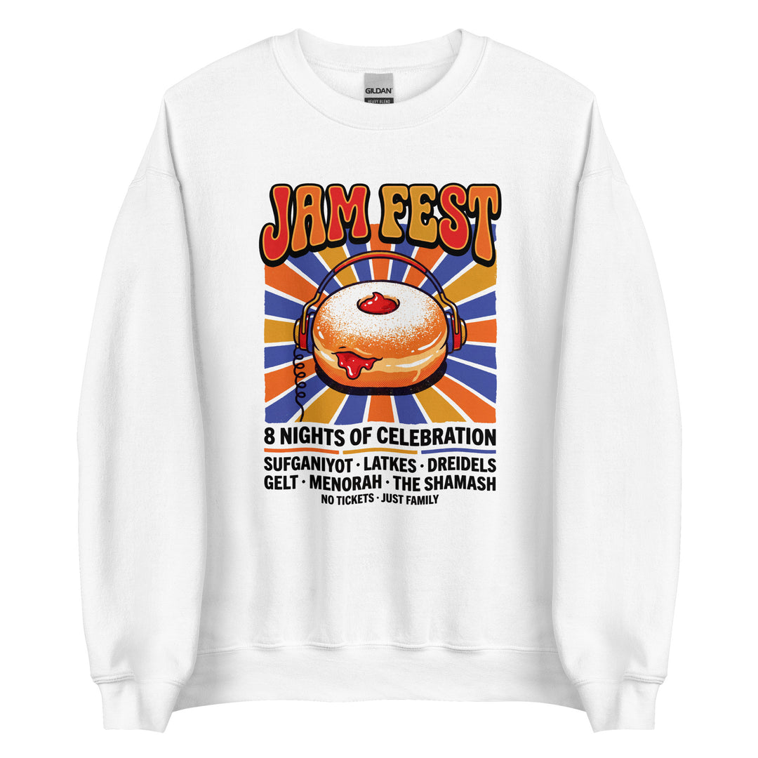 Jam Fest 8 Nights Jewish pride sweatshirt in White - lifestyle shot