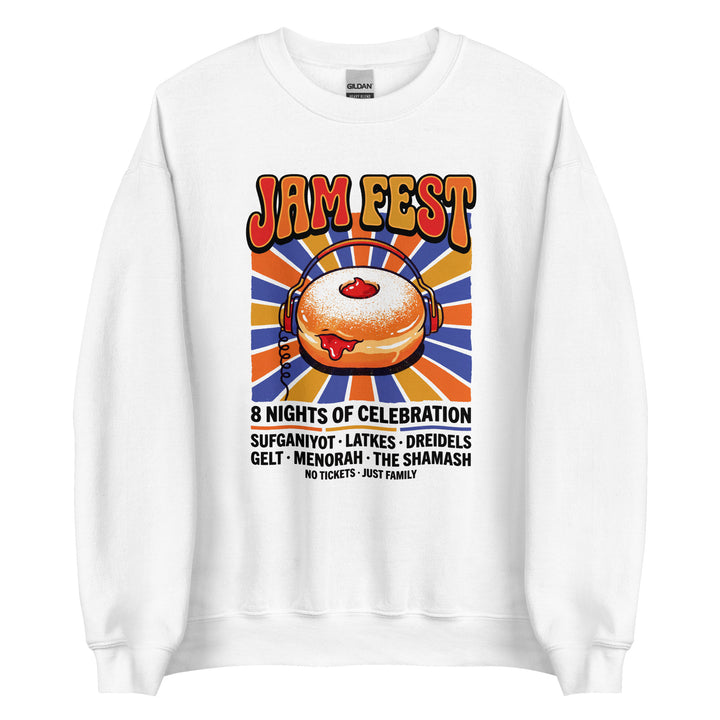 Jam Fest 8 Nights Jewish pride sweatshirt in White - lifestyle shot
