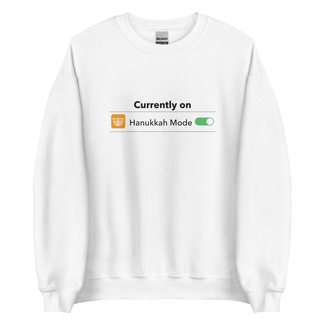 Hanukkah Mode Jewish pride sweatshirt in White - front view