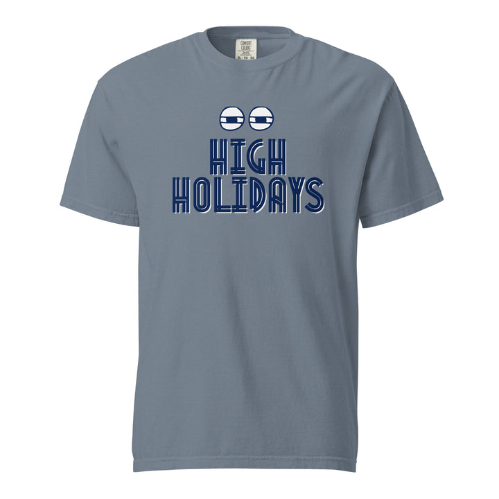 High Holidays Jewish pride t-shirt in Blue Jean - side view