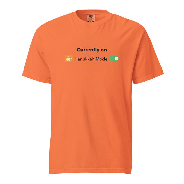 Hanukkah Mode Jewish pride t-shirt in Burnt Orange - detail view