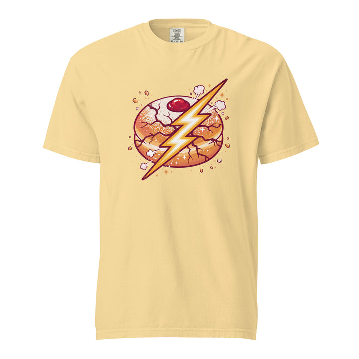 Sufganiyah Lightning Jewish pride t-shirt in Butter - back view