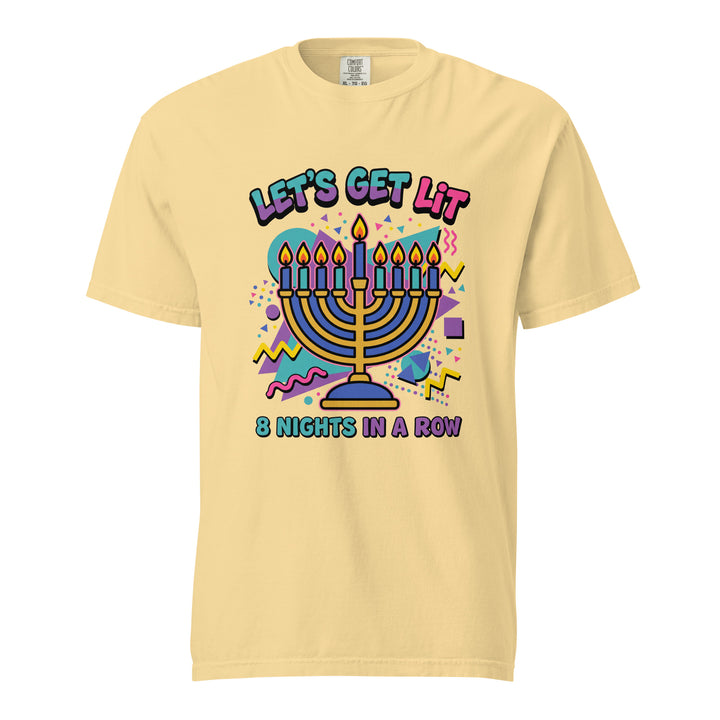 Lets Get Lit 90s Jewish pride t-shirt in Butter - close-up