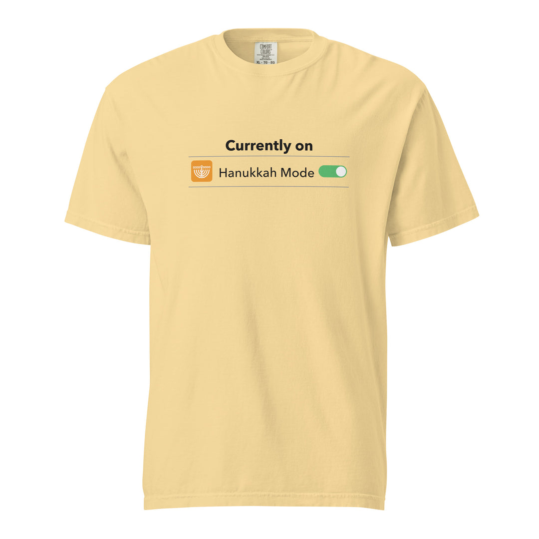 Hanukkah Mode Jewish pride t-shirt in Butter - front view