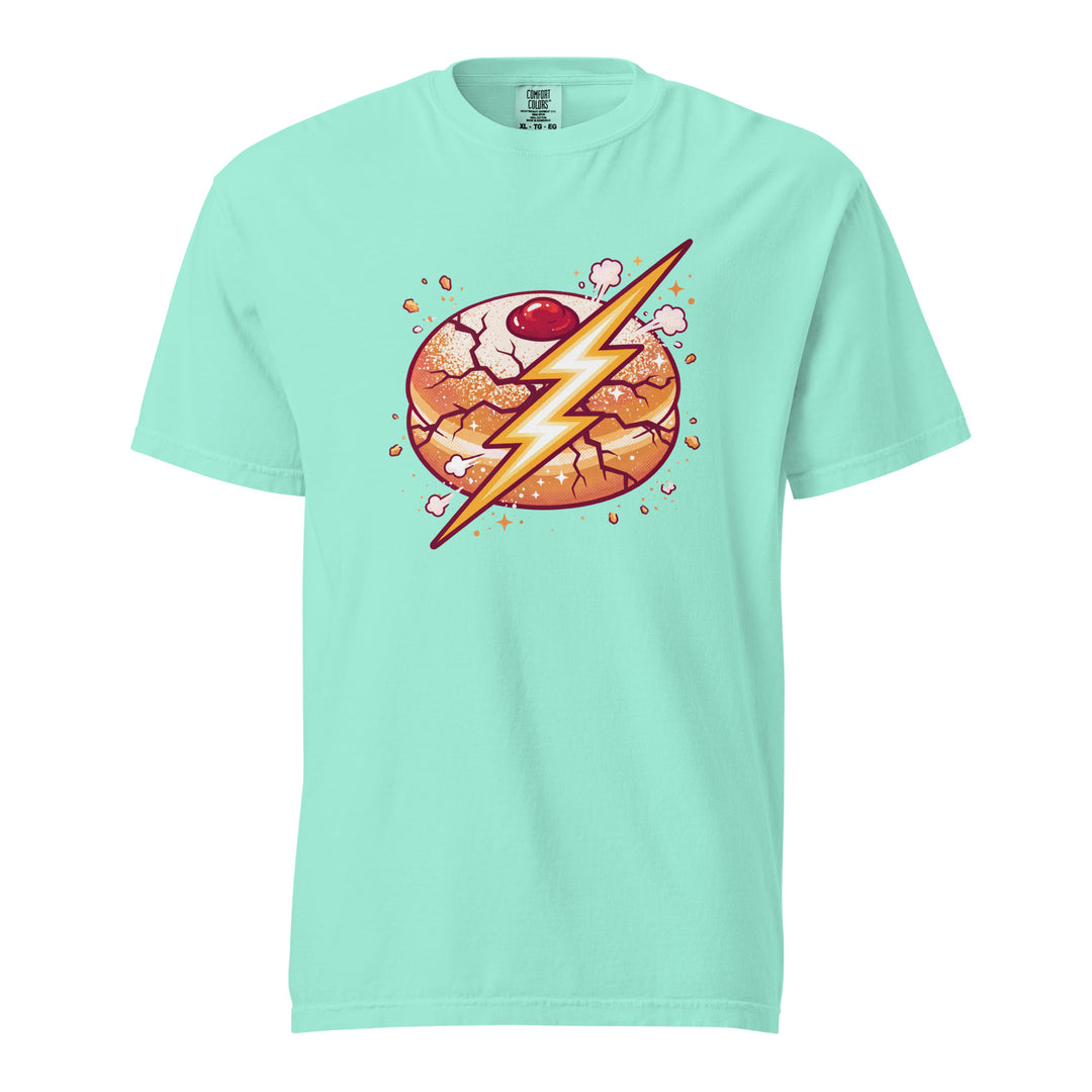 Sufganiyah Lightning Jewish pride t-shirt in Chalky Mint - folded view
