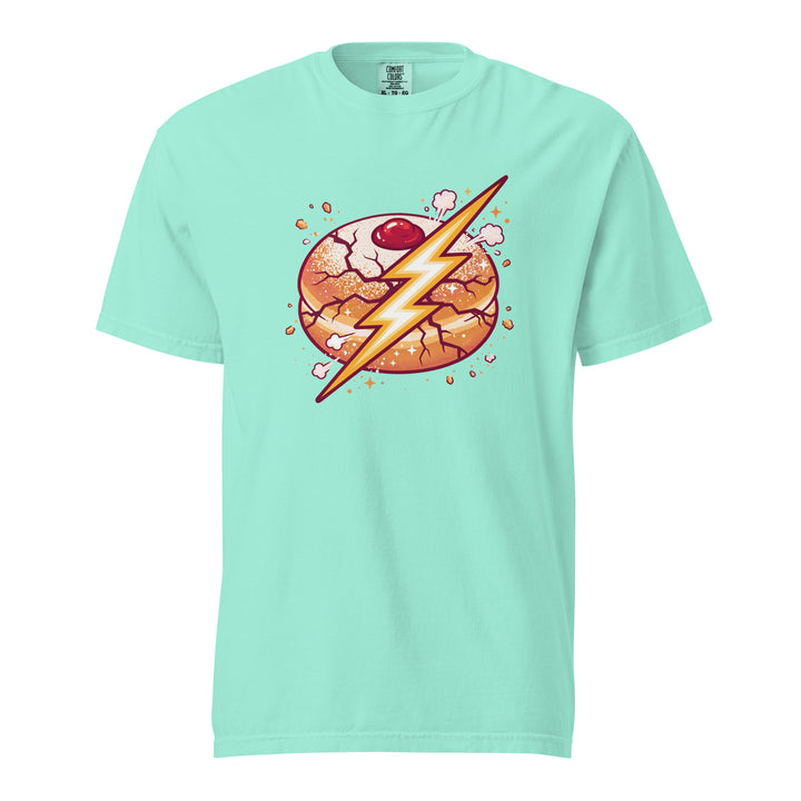 Sufganiyah Lightning Jewish pride t-shirt in Chalky Mint - folded view
