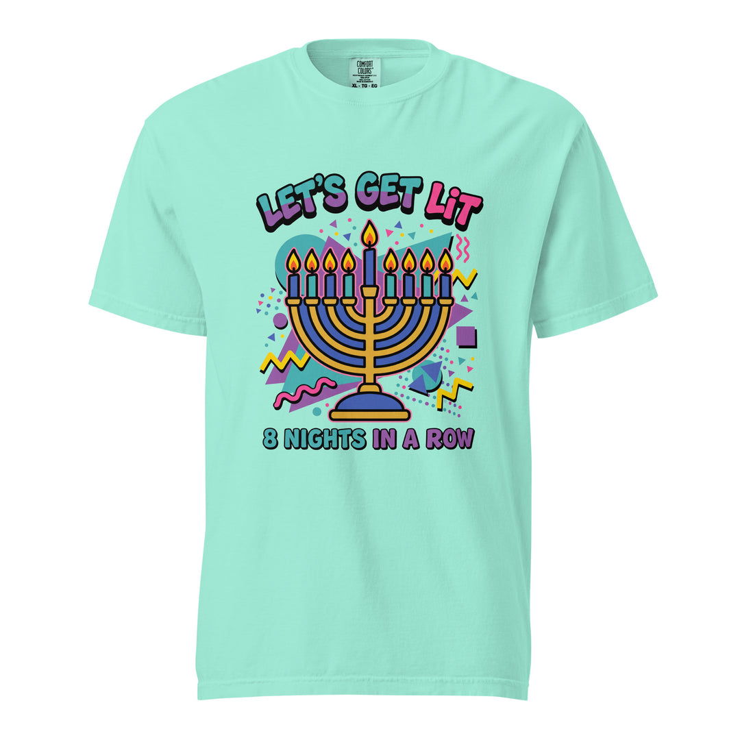 Lets Get Lit 90s Jewish pride t-shirt in Chalky Mint - back view